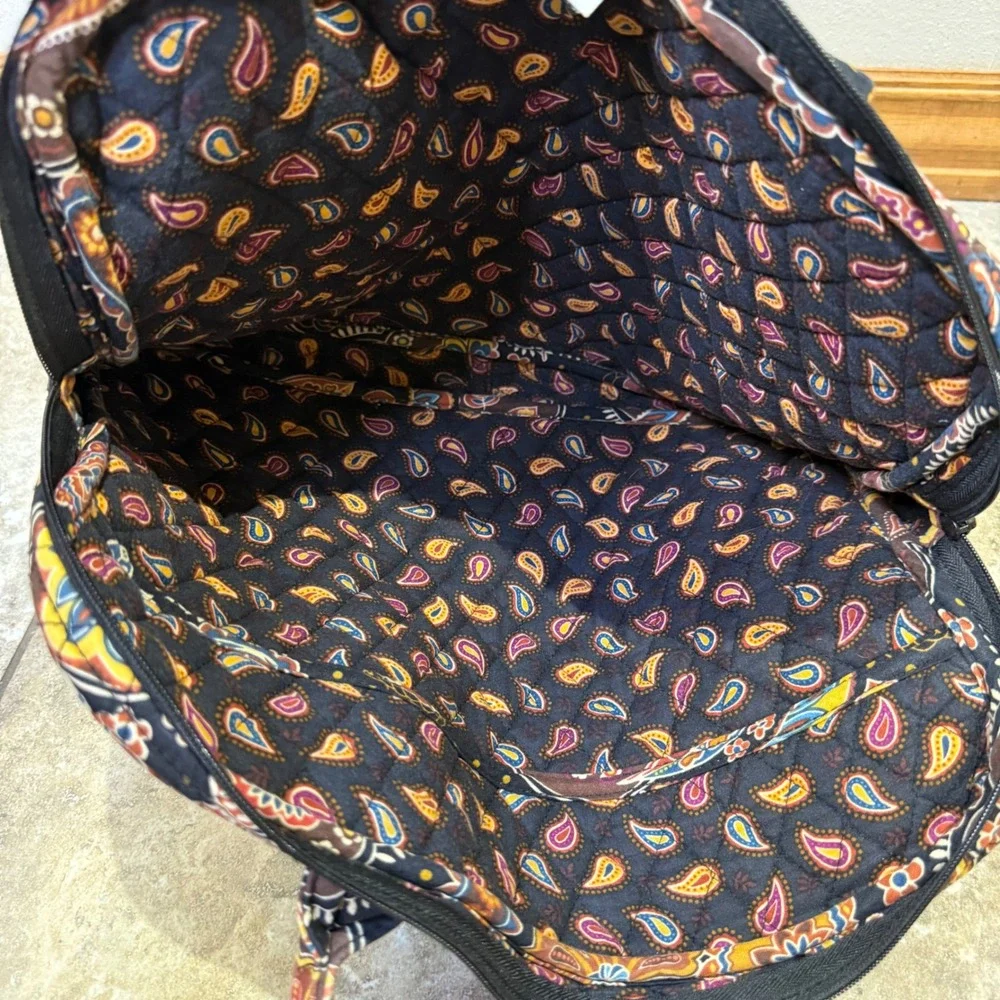 Vera Bradley Quilted Tote Bag Retired Paisley Pattern Cotton Zip Top Work Travel